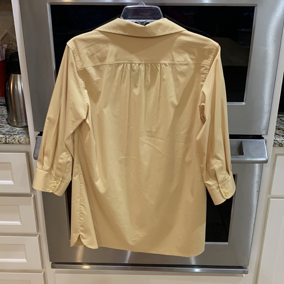 Chico’s size 1 (med/lg) soft gold cotton/poly/spandex fabric 3/4 sleeves blouse - Picture 5 of 11